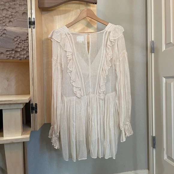 Anthropologie Maeve Peasant Top - Cream and Metallic Silver - Size 4 - NWOT - Picture 3 of 8